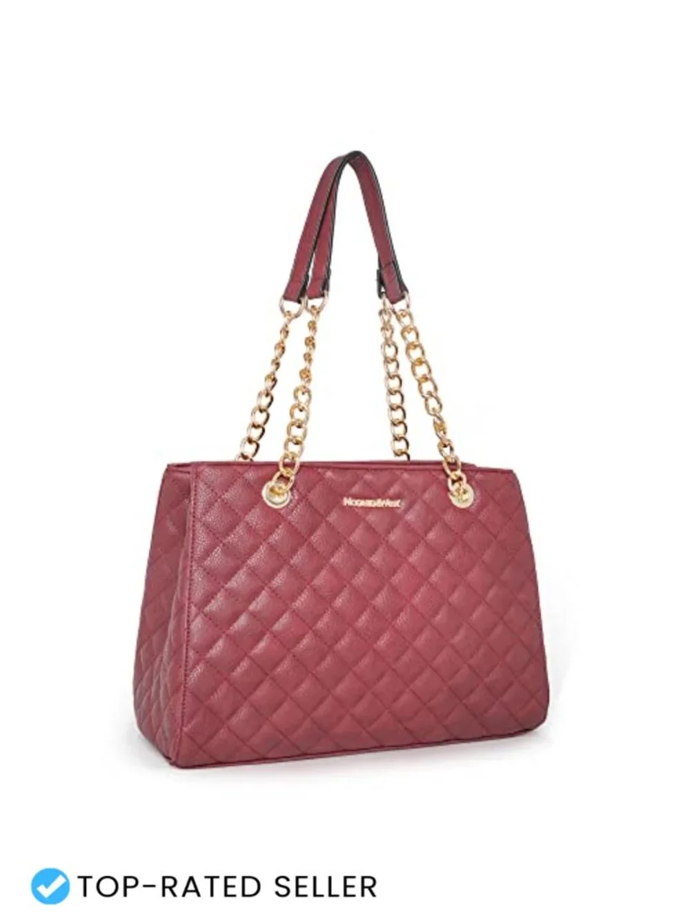 Quilted Faux Leather Chain Shoulder Tote Bag